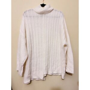 Express Turtleneck Sweater Womens Medium White Excellent Ribbed Wool Blend Da-13
